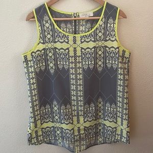 Olive & Oak sleeveless top | Color: Yellow and Gray | Size: Medium